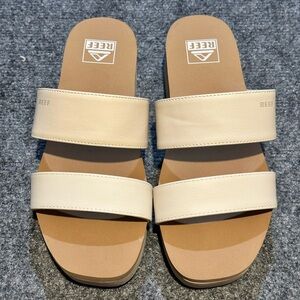Reef Tan and Cream Slide Sandals